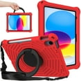 thumbnail image 1 of iPad 10th Gen 10.9 inch Case 2022 (Model A2696 A2757 A2777), Allytech Rugged Silicone Anti-Shock Heat Release Design Hangable Rotating Stand Shoulder Strap Case for iPad 2022(10th Gen), Red, 1 of 7