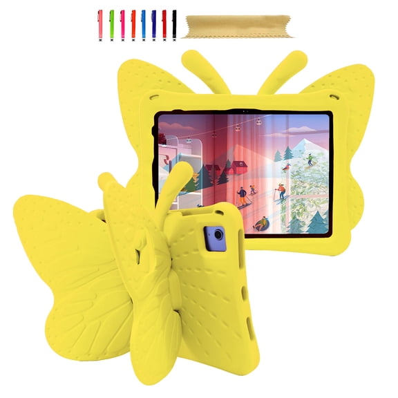 for iPad 10th Generation 10.9" 2022 A2757 / A2777 / A2696 Kids Girls Case with Kickstand Soft EVA Foam Lightweight Shockproof Handle Stand Cover for iPad 10th Generation 10.9" 2022, Yellow