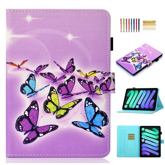 for iPad 10th Generation 10.9" (2022) with Pencil Holder Leather Multi-Angle Viewing Folio Magnetic Stand Wallet Card Slot with Auto Sleep Wake Smart Cover for iPad 10.9 Inch 2022, Butterfly