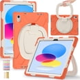 thumbnail image 1 of for iPad 10th Generation 10.9 Inch 2022, Rugged Kids Friendly Silicone Case with Folding Stand / Handle Grip Pencil Holder Heavy Duty Protection for iPad 10th Gen 10.9" 2022 - Orange, 1 of 9