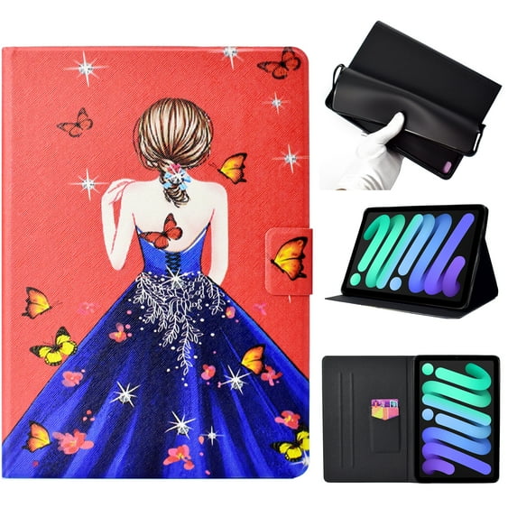 for iPad 10th Generation 10.9 inch 2022, Card Slot Cover with Pencil Holder, Multi-Angle Viewing Stand, Pocket Design, Folio Leather Case Lovely Pattern Stand Auto Wake/Sleep Smart Case, Girl