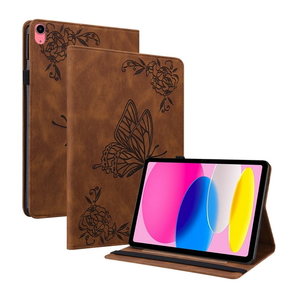 iPad 10th Generation 10.9 inch 2022,TECH CIRCLE Folio Stand PU Leather Smart Wallet Cover with Auto Wake/Sleep Pencil Holder Slim iPad Girls Women Cover for iPad 10th Gen 2022 Release, Brown