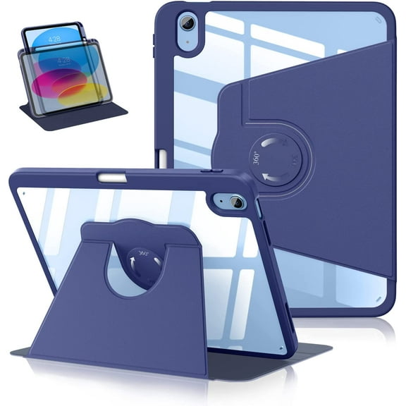 iPad 10th Generation 2022 Case with Pencil Holder - (360 Degree Rotation & Auto Wake/Sleep), Premium Folio Stand Case with Flexible Viewing Angles for Apple iPad 10.9 Inch 2022