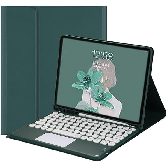 iPad 10th Generation 2022 Keyboard Case with Touchpad Cute Round Key Color Keyboard iPad 10 10.9 inch Detachable Touch Keyboard Slim Smart Cover with Pencil Holder