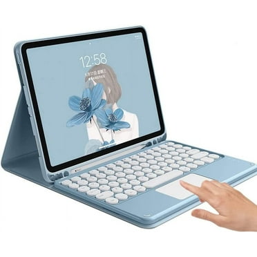 iPad 10th Generation 2022 Keyboard Case with Touchpad Cute Round Key Color Keyboard iPad 10 10.9 inch Detachable Touch Keyboard Slim Smart Cover with Pencil Holder