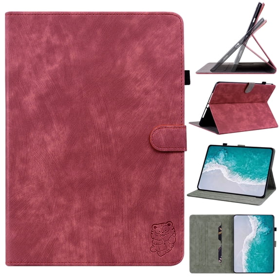 iPad 10th Generation Case 10.9 Inch 2022, Magnetic Premium Leather Retro Folio Stand Smart Cover with Pencil Holder - Auto Wake/Sleep and Multiple Viewing Angles, Red