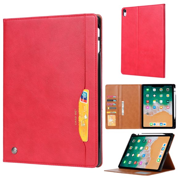 iPad 10th Generation Case 10.9 Inch 2022, TECH CIRCLE Premium PU Leather Business Folio Stand Smart Cover with Card Slots Auto Wake/Sleep Wallet  Case for iPad 10th Gen 10.9 inch 2022,Red