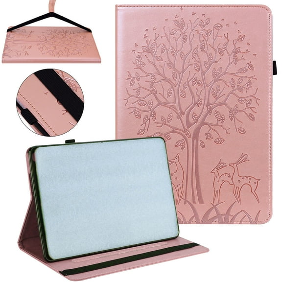 iPad 10th Generation Case 10.9 Inch 2022,TECH CIRCLE Slim Lightweight PU Leather Flip Smart Stand Wallet Cover with Hand Strap Auto Wake/Sleep Protective Folio Cover for iPad 10th Gen 2022, Rosegold