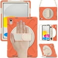 thumbnail image 1 of iPad 10th Generation Case 10.9 Inch,TECH CIRCL Shockproof Rugged Drop Protection Cover with 360° Rotatable Kickstand & Shoulder Strap & Pencil Holder for 10.9" iPad Case 2022 Released,Orange, 1 of 9