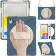 thumbnail image 1 of iPad 10th Generation Case 10.9 Inch,TECH CIRCL Shockproof Rugged Drop Protection Cover with 360° Rotatable Kickstand & Shoulder Strap & Pencil Holder for 10.9" iPad Case 2022 Released,Cornflowerblue, 1 of 9