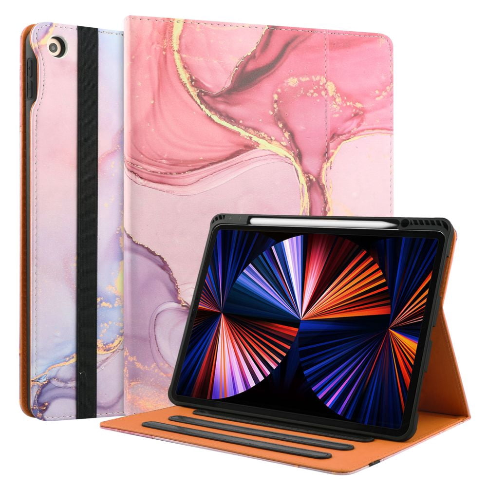 iPad 10th Generation Case 2022, iPad 10.9 Inch Case with Built-in Pencil Holder, Folio Stand Protective Leather Case Cover with Hand Strap, Auto Sleep/Wake, Multiple Viewing Angles, Pink Cloud