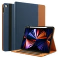 thumbnail image 1 of iPad 10th Generation Case 2022, iPad 10.9 Inch Case with Built-in Pencil Holder, Folio Stand Protective Leather Case Cover with Hand Strap, Auto Sleep/Wake, Multiple Viewing Angles, Blue/Brown, 1 of 7