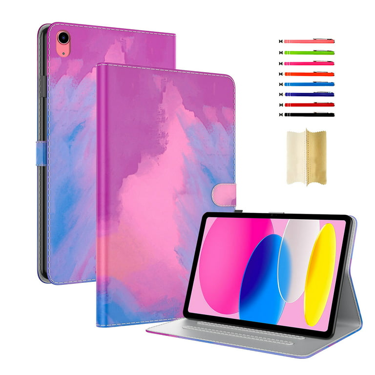 for iPad 10th Generation Case 2022, iPad 10 th Gen 10.9 inch Protective  Cover with Pencil Holder, Multi-Angle Viewing Stand, Pocket Design, Folio