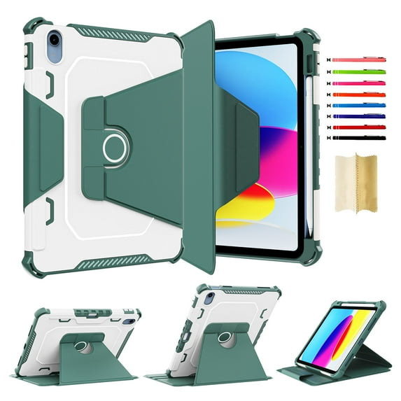 iPad 10th Generation Case 2022 with Pencil Holder - (360 Degree Rotation & Auto Wake/Sleep), Feishell Premium Folio Stand Case with Flexible Viewing Angles for Apple iPad 10.9 Inch 2022, Green