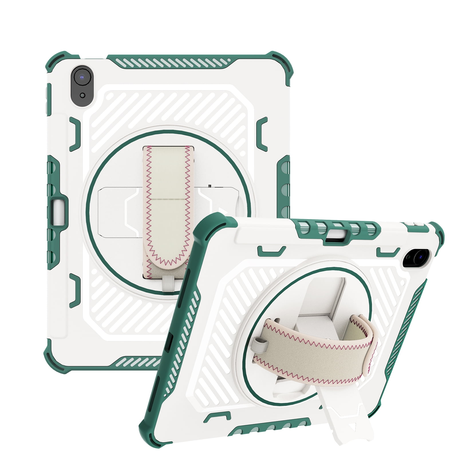 iPad 10th Generation Case 2022,TECH CIRCLE Military Grade Heavy Duty Shockproof Silicone Protective Cover for iPad 10th Gen 10.9 Inch 360° Rotatable Stand Pencil Holde Case for Girl Boy,Green