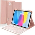 thumbnail image 1 of iPad 10th Generation Case with Keyboard 2022, 10.9 inch Keyboard Case with Pencil Holder, 7 Color Backlit Detachable Keyboard, Smart Folio, Auto Sleep/Wake Tablet Cover (Pink), 1 of 9