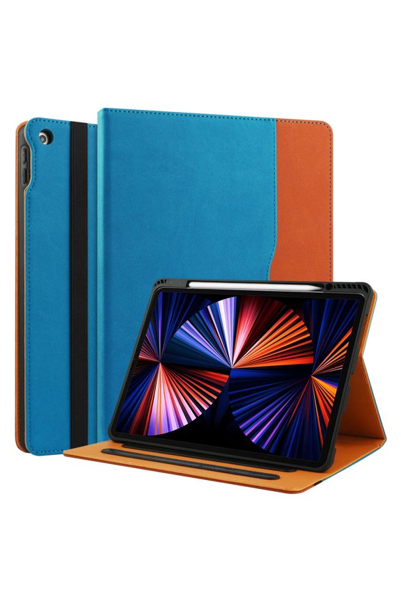 iPad 10th Generation Case iPad 10.9 Inch Case 2022 with Built-in Pencil Holder, Folio Stand Leather Cover with Multiple Angles & Auto Sleep/Wake for iPad 10.9 Inch, Blue/Brown