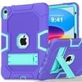 thumbnail image 1 of for iPad 10th Generation,iPad 10.9 Inch Case Silicone Rubber Rugged with Foldable Kickstand Heavy Duty Shockproof Rugged Protection Cover for iPad 10th Generation Case 2022 Release, Purple, 1 of 7