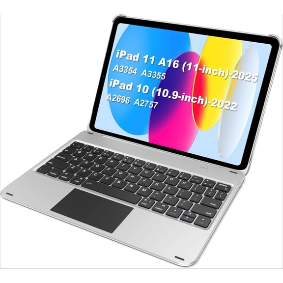iPad 11th 10th Generation Keyboard Case, Folio Cover, Multi-Touch Trackpad, Detachable Bluetooth Keyboard for iPad (A16) 11th/10th Gen