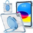 thumbnail image 1 of for iPad 11th Gen A16 2025 Case with Rotatable Stand Portable Handle, Protective Clear Shockproof Dropproof Rugged Carrying Shoulder Strap Kids Friendly Cover for iPad 10th Gen 10.9" 2022, Lightblue, 1 of 13