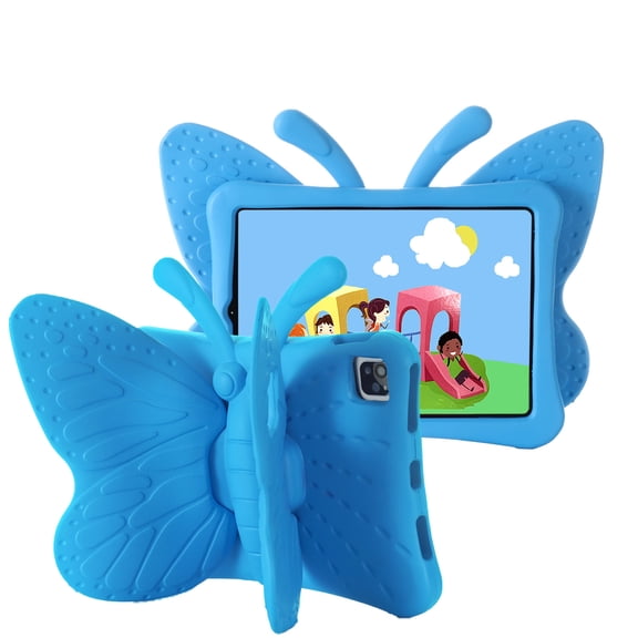 iPad 2/3/4 Case 9.7-inch Old Model, Kids Friendly Shockproof Butterfly Wing Kickstand Rugged Light Weight EVA Protective Cover, Blue