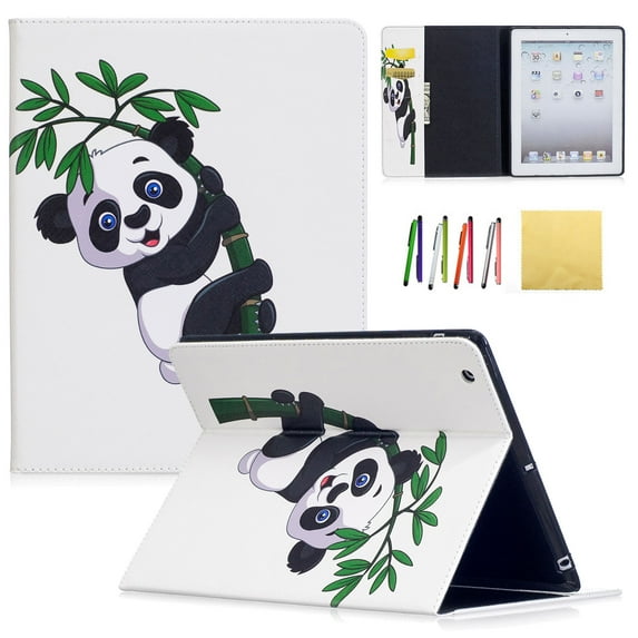 iPad 2 3 4 Case, Allytech Lightweight Stand Cover Wallet Case with Card/Cash Slots for 9.7 inch Apple iPad 2, iPad 3 & iPad 4th Generation with Retina Display, Panda & Bamboo