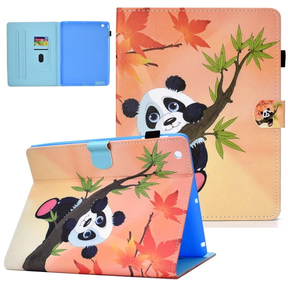 iPad 2 3 4 Case, Allytech PU Leather Lightweight Protective Folio Kickstand Auto Sleep Wake Smart Cover with Cards Slots Pencil Holder Magnetic Wallet Case Cover for Apple iPad 2 3 4, Panda Leaf
