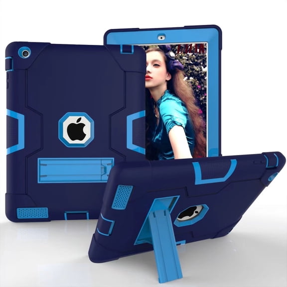 iPad 2 Case, iPad 3 Case, iPad 4 Case, Dteck Heay Duty Rugged Shockproof Case Kickstand Protective Cover For Apple iPad 2 3 4, Navy/Blue