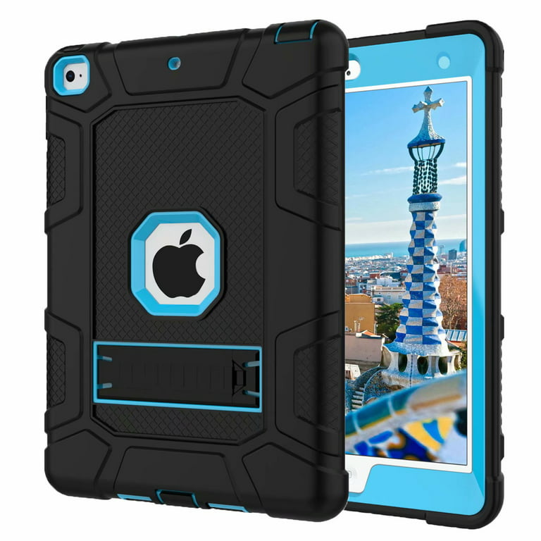 For iPad Air 3 10.5 Heavy Duty Shockproof Stand Case Cover + Screen Black  Cyan