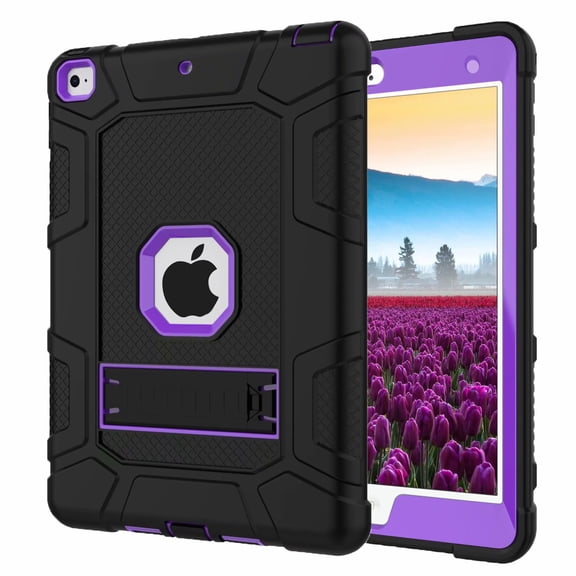 iPad 2 Case, iPad 3 Case, iPad 4 Case, Dteck Shockproof Stand Kids Case Protective Cover, Black / Purple
