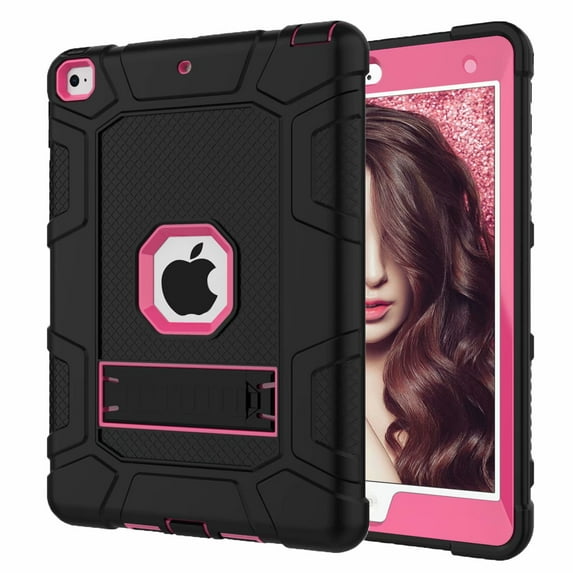 iPad 2 Case, iPad 3 Case, iPad 4 Case, Dteck Shockproof Stand Kids Case Protective Cover, Black / Rose