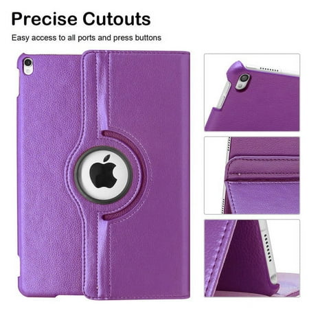 For iPad 2nd 3rd 4th Generation Case 360 Degree Rotating W/ Auto Wake/Sleep Case (Purple)