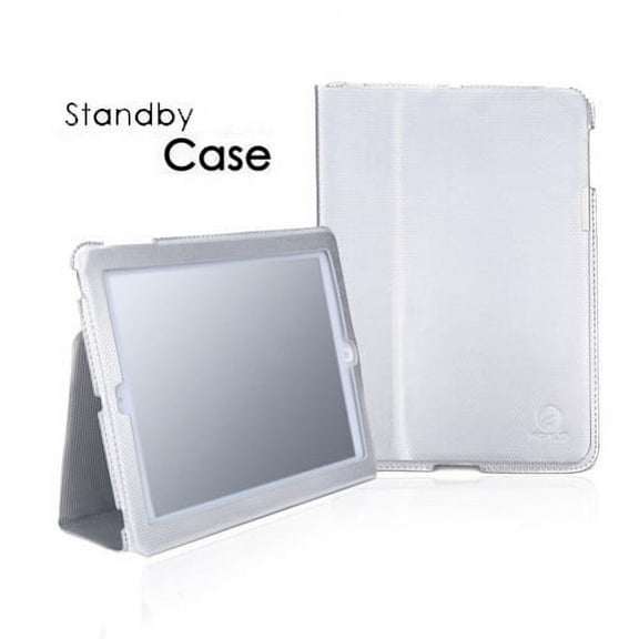 iPad 4 Silver PU Leather Slim Flip Case Flip Cover Stand w Sleep Function P9Y