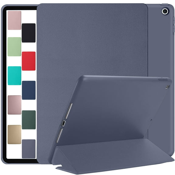 iPad 5 6 Air 1 2 Gen 9.7 Inch [iPad Air 1st 2nd 5th 6th ] A1893 A1822 A1566 A1474 MRJN2LL/A MR7G2LL/A MP2F2LL/A MP2G2LL/A MD785LL/A MD788LL/A Soft Silicone Back and Flip Stand Cover - Purple