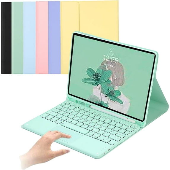 iPad 5 iPad 6 Air2 Keyboard case with trackpad Cute Color Keyboard Ultra-Thin Removable Bluetooth Smart Keyboard Cover for iPad 5th /6th Generation 9.7 inch