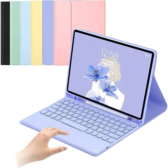 iPad 5 iPad 6 Air2 Keyboard case with trackpad Cute Color Keyboard Ultra-Thin Removable Bluetooth Smart Keyboard Cover for iPad 5th /6th Generation 9.7 inch