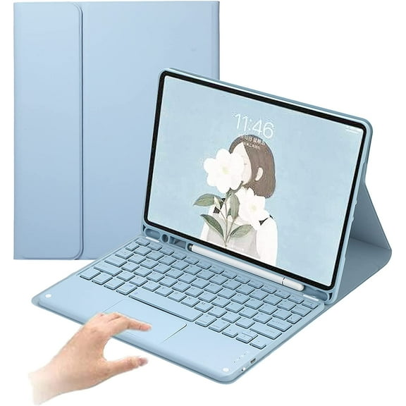iPad 5 iPad 6 Air2 Keyboard case with trackpad Cute Color Keyboard Ultra-Thin Removable Bluetooth Smart Keyboard Cover for iPad 5th /6th Generation 9.7 inch