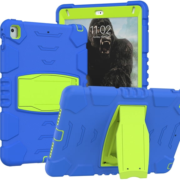 iPad 5th/6th Generation (9.7 inch, 2017/2018) Case,Dteck Shockproof Rubber 3-layer Protection Armor Hybrid Kickstand Protector Cover for iPad Air 2/iPad Pro 9.7" ,Blue+Olivine