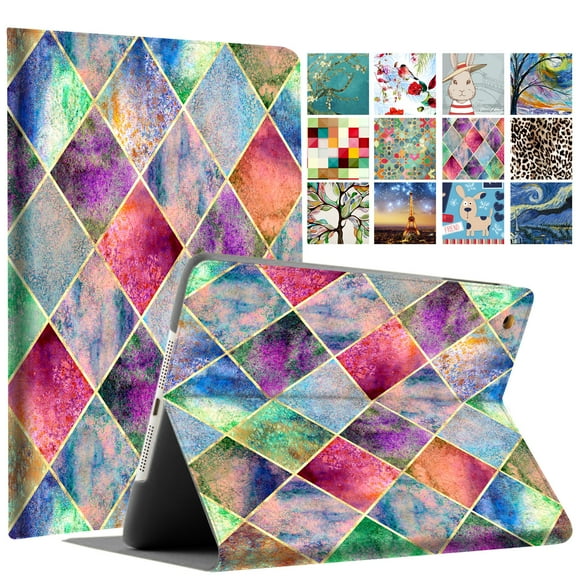 iPad 5th Gen 9.7" 2017 Folio Case A1822 A1823 MP2F2LL/A MP2G2LL/A MPGT2LL/A MPGW2LL/A MP2H2LL/A MP2J2LL/A MP242LL/A MP252LL/A MPGA2LL/A MPGC2LL/A MP2D2LL/A MP2E2LL/A Printed Diamond Grid