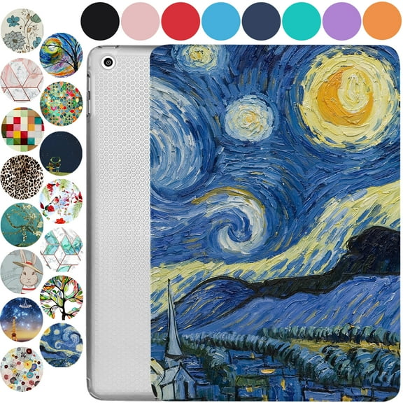 iPad 6 5 9.7 Inch Air 1 2 [iPad 5th 6th Air 1st 2nd Generation ] A1893 A1822 A1566 Printed Lightweight Shock Absorbant Flexible TPU Protective Clear Case - Starry Night