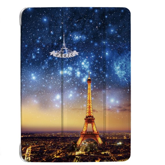 iPad 6 5 Air 1 2 Gen 9.7 Inch [iPad 6th 5th Air 1st 2nd ] A1893 A1822 A1566 A1474 MRJN2LL/A MR7G2LL/A MP2F2LL/A MP2G2LL/A Smart Adjustable Stand Feature Printed Sleek Design Flip Case - Paris Night