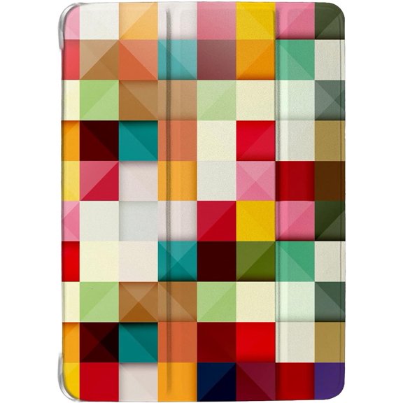 iPad 6 5 Air 1 2 Gen 9.7 Inch [iPad 6th 5th Air 1st 2nd ] A1893 A1822 A1566 A1474 MRJN2LL/A MR7G2LL/A MP2F2LL/A MP2G2LL/A Smart Adjustable Stand Feature Printed Sleek Design Flip Case - Color Grid