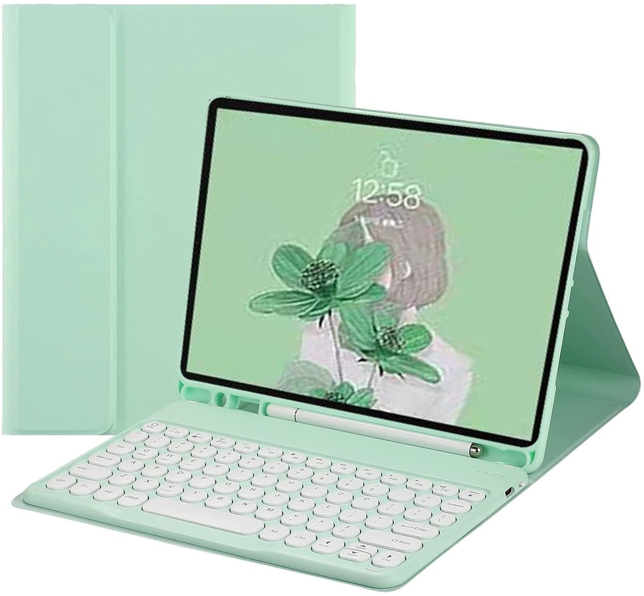 iPad 6 iPad 5 Air 2 Pro 9.7 inch Keyboard Case Cute Round Key Color Keyboard Wireless Detachable BT Keyboard Cover with Pencil Holder for iPad 6th 5th Generation (iPad5/iPad6/Air/Air2/Pro9.7)