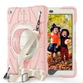thumbnail image 1 of For iPad 6th/5th Gen 9.7"(2018/2017) Case,Kids Friendly,With Rotatable Adjustable Hand Strap,Retractable Kickstand,Shoulder Strap,Kids Friendly,Shockproof Anti-fall Rugged Heavy Duty Case,Pink, 1 of 10