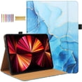 thumbnail image 1 of For iPad 6th 5th Gen Case/ iPad Air 1 2 Case, Auto Sleep Wake Kickstand Elastic Band Pencil Holder Front Pocket Business Case for Apple iPad 9.7" 2018/2017/ iPad Air 1 2 9.7", Blue Marble, 1 of 7