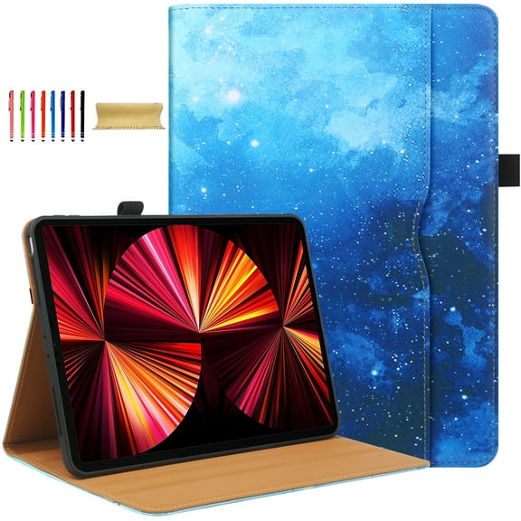 For iPad 6th 5th Gen Case/ iPad Air 1 2 Case, Auto Sleep Wake Kickstand Elastic Band Pencil Holder Front Pocket Business Case for Apple iPad 9.7" 2018/2017/ iPad Air 1 2 9.7", Babysbreath