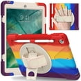 thumbnail image 1 of iPad 6th/5th Generation Case Kids, iPad 9.7 Case with Pencil Holder, Heavy Duty Shockproof Protective Rugged iPad 9.7 Case with Stand/Hand Strap for iPad Air 9.7-inch 2018/2017 - Rainbow Red, 1 of 8