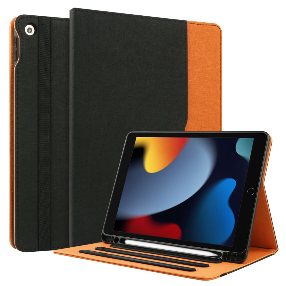 iPad 6th/ 5th Generation Cases, iPad Air 2/ Air Case, iPad 9.7 Inch Case Cover 2018/2017 with Pencil Holder, Auto Sleep/Wake, Multiple Viewing Angles - A1893 / A1954 / A1822 / A1823, Black/Brown