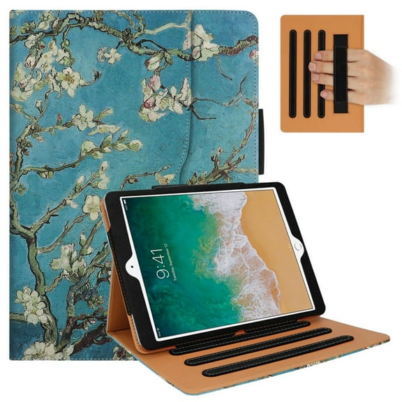 iPad 6th/ 5th Generation Cases,iPad Air 2 /Air 1 Case with Multi-Angle Viewing Folio Cover, Auto Wake/Sleep for iPad 9.7 2018 2017 iPad Air2 Air1 - A1893, A1954, A1823, A1822, A1474, Pearflower