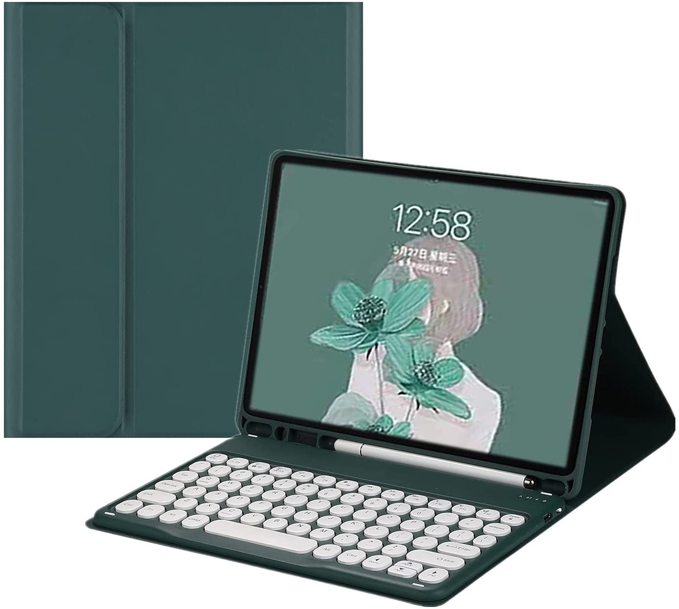 iPad 6th 5th Generation iPad Air 2 Pro 9.7 inch Keyboard Case Cute Round  Key Color Keyboard Wireless Detachable BT Keyboard Cover with Pencil Holder  - Walmart.com